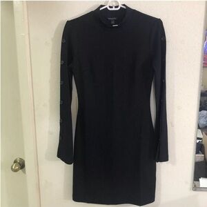 Elegant Black Button-Sleeve Dress